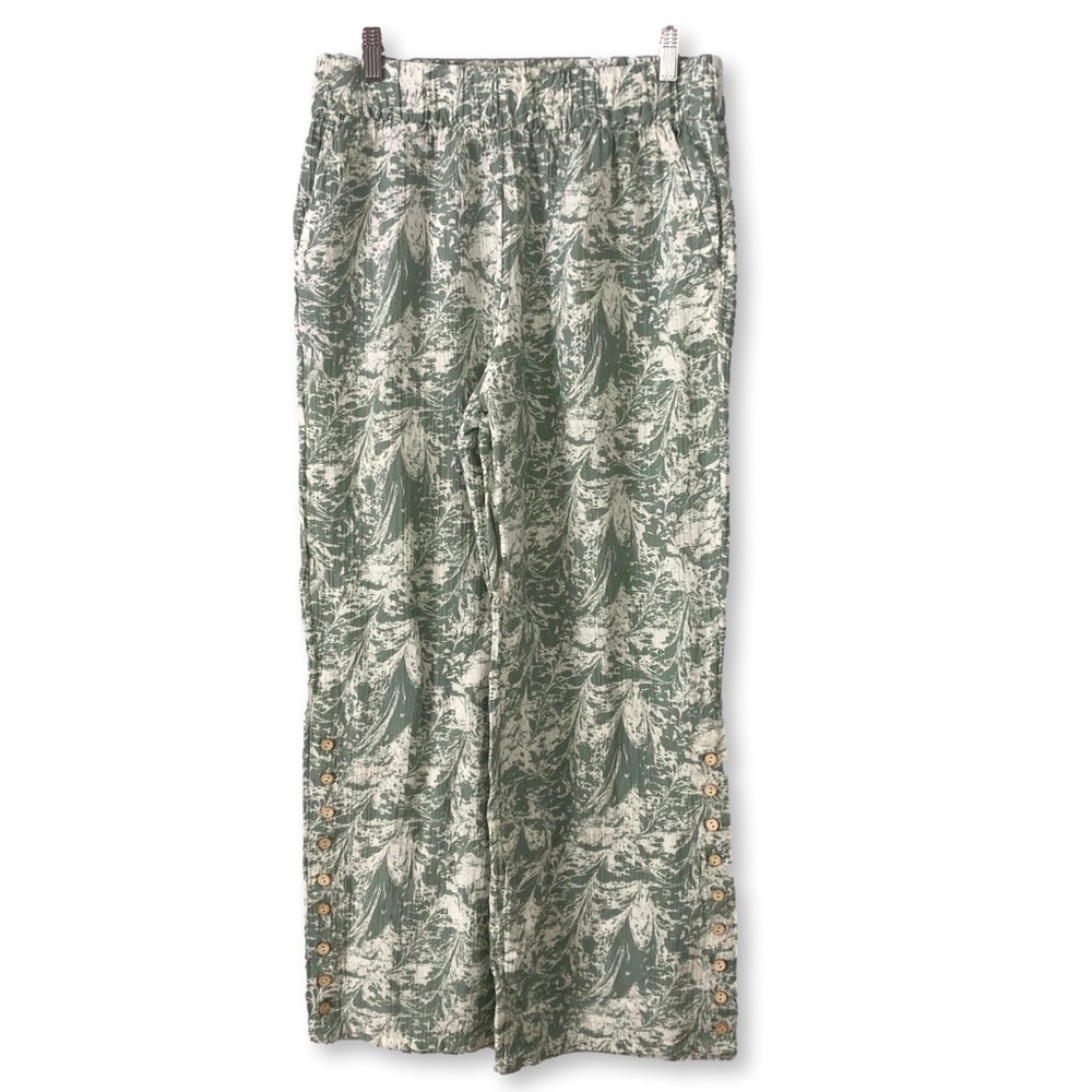 Soft Surroundings Oceo Gauze Wide Leg Pants Medium Sage Green